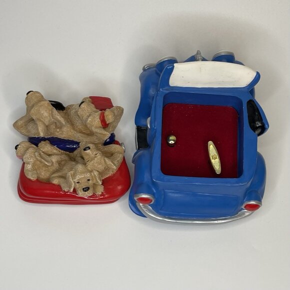 Puppy Dog Tales Music Box Trinket Terriers in Car 2pc Ltd Ed No 379A 1993 NO BOX - Picture 5 of 13